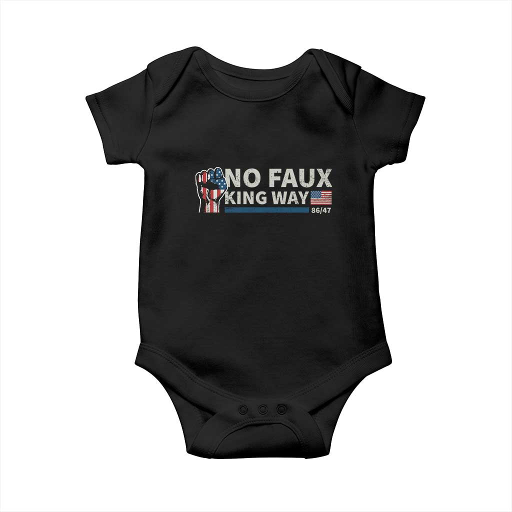 Funny No Faux King Way 8647 Baby Onesie Vintage American Flag