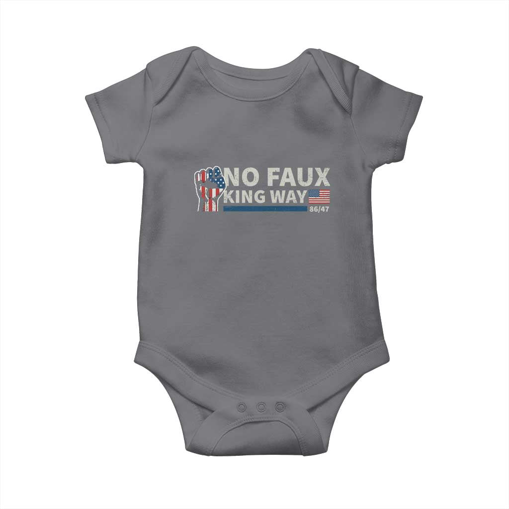Funny No Faux King Way 8647 Baby Onesie Vintage American Flag