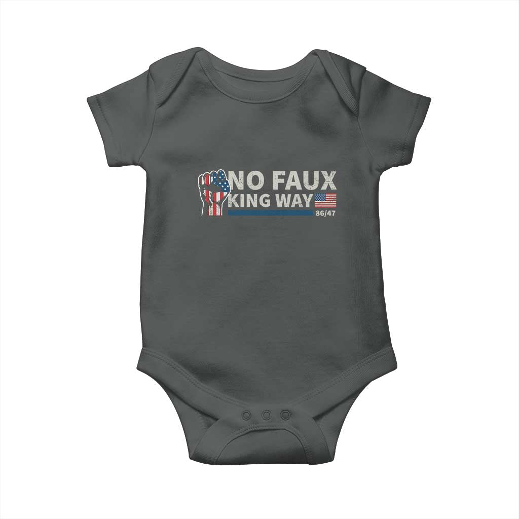Funny No Faux King Way 8647 Baby Onesie Vintage American Flag