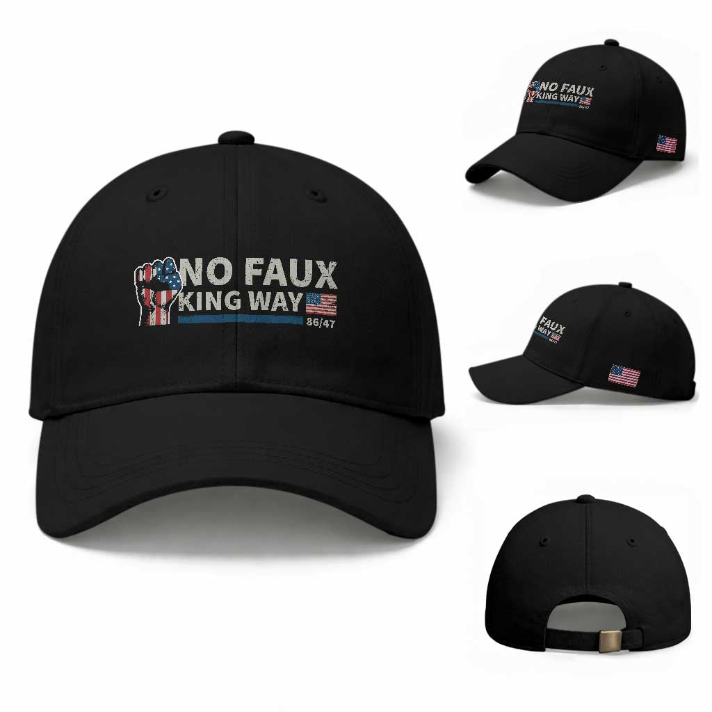 Funny No Faux King Way 8647 Baseball Cap Vintage American Flag
