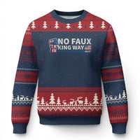 Funny No Faux King Way 8647 Ugly Christmas Sweater Vintage American Flag - Wonder Print Shop