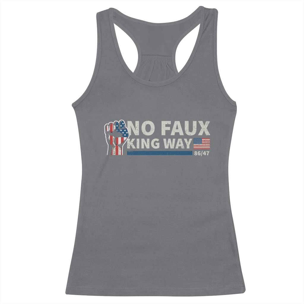 Funny No Faux King Way 8647 Racerback Tank Top Vintage American Flag