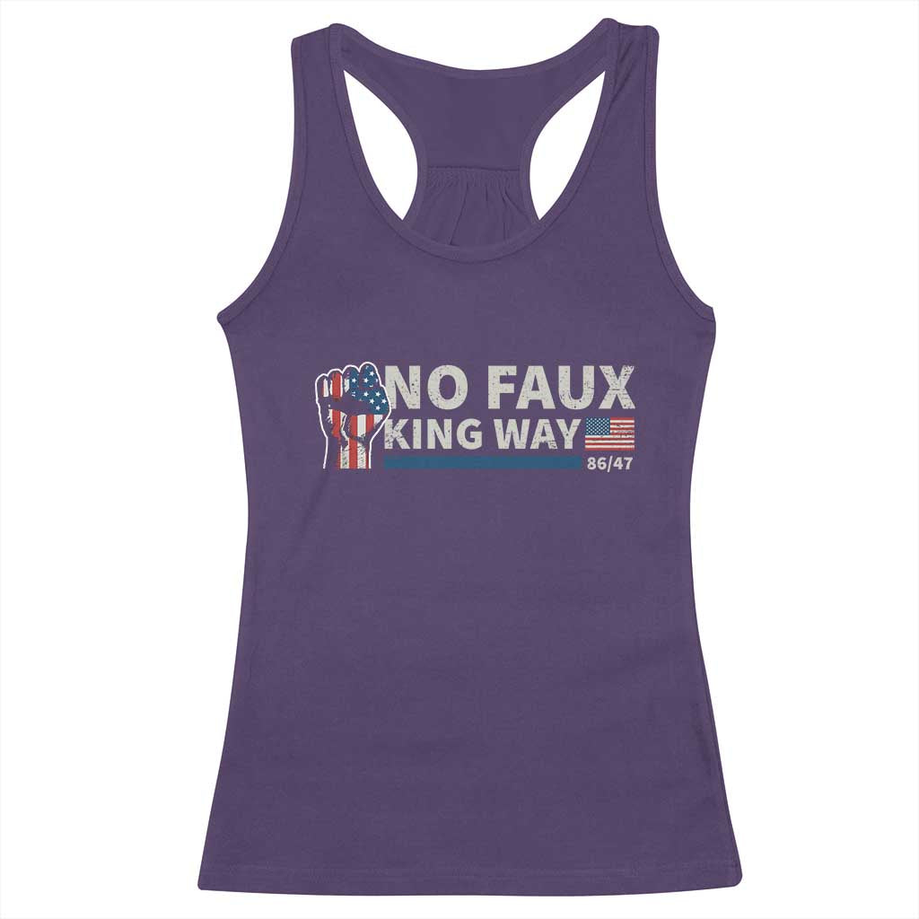 Funny No Faux King Way 8647 Racerback Tank Top Vintage American Flag