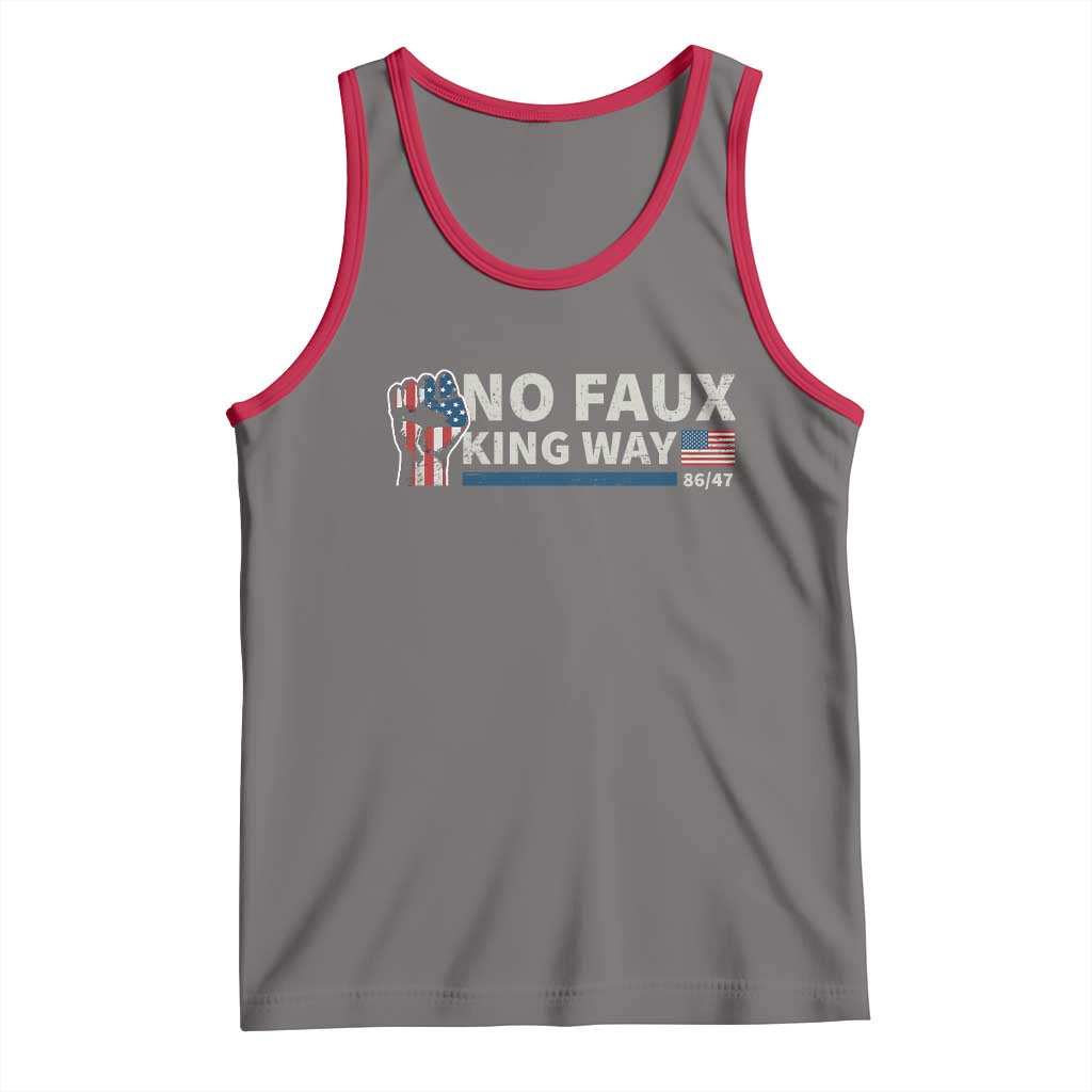 Funny No Faux King Way 8647 Tank Top Vintage American Flag