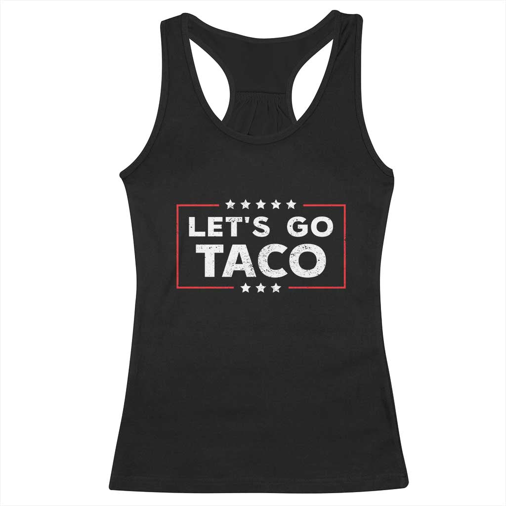 Funny Let's Go Taco Racerback Tank Top Vintage Star Stripes