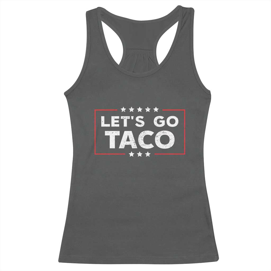 Funny Let's Go Taco Racerback Tank Top Vintage Star Stripes