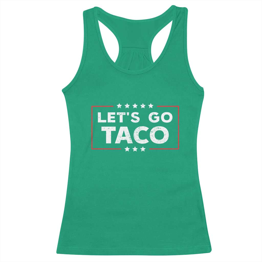Funny Let's Go Taco Racerback Tank Top Vintage Star Stripes