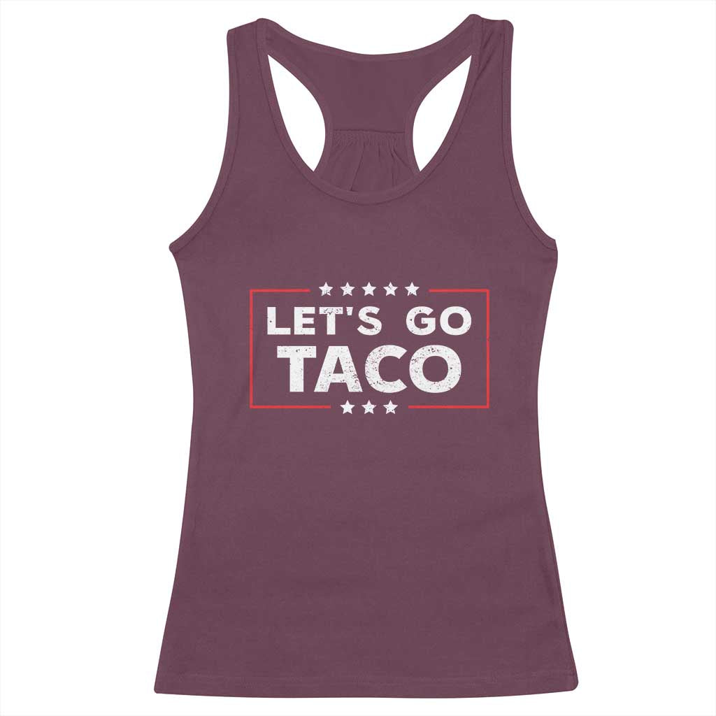Funny Let's Go Taco Racerback Tank Top Vintage Star Stripes