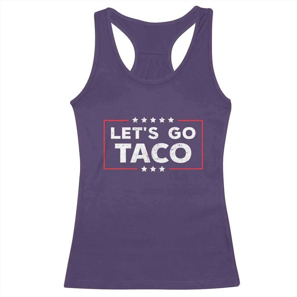Funny Let's Go Taco Racerback Tank Top Vintage Star Stripes