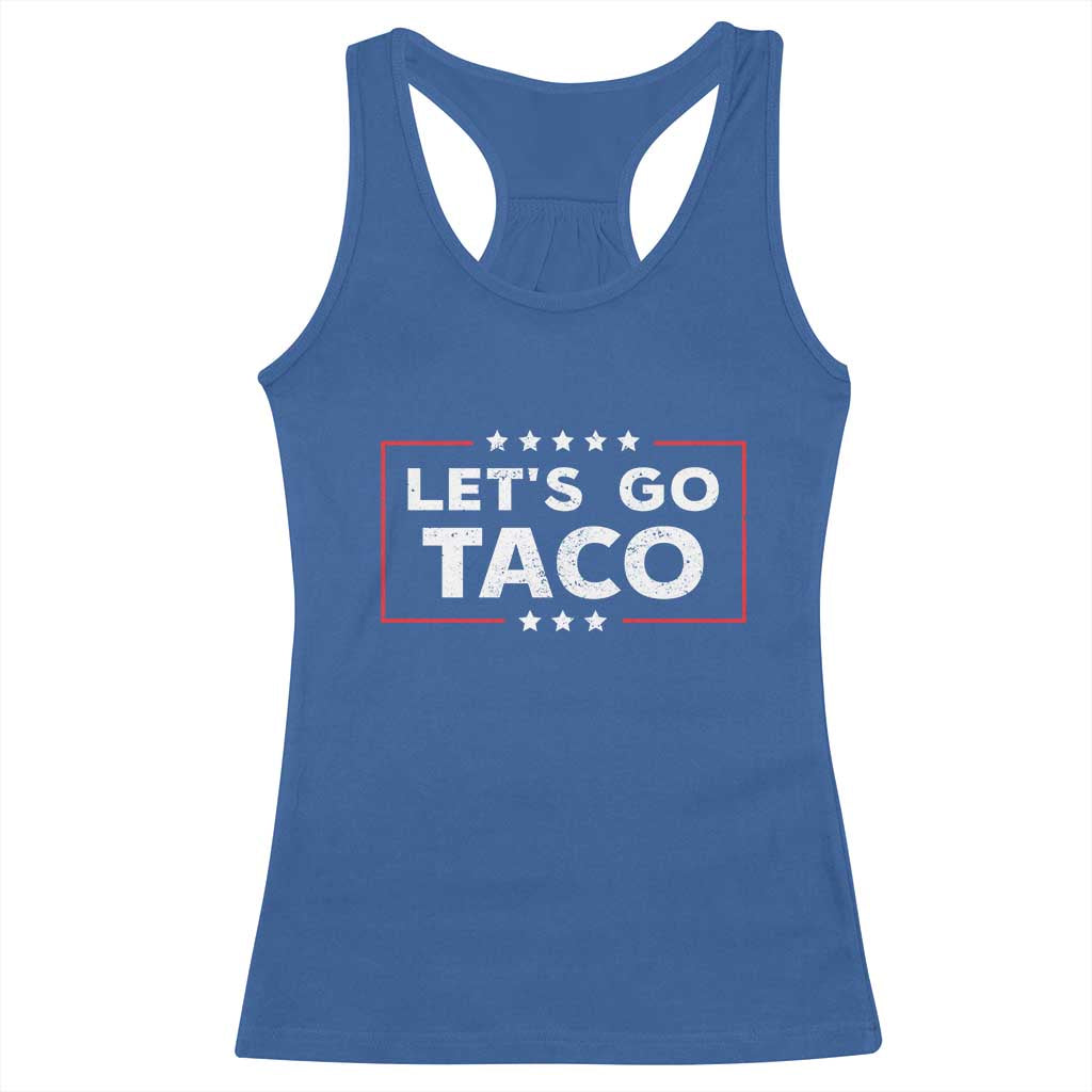Funny Let's Go Taco Racerback Tank Top Vintage Star Stripes