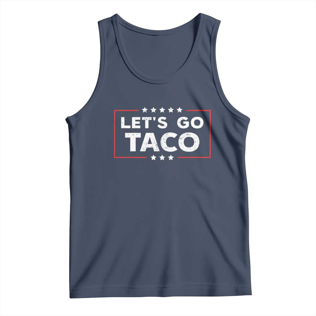 Funny Let's Go Taco Tank Top Vintage Star Stripes