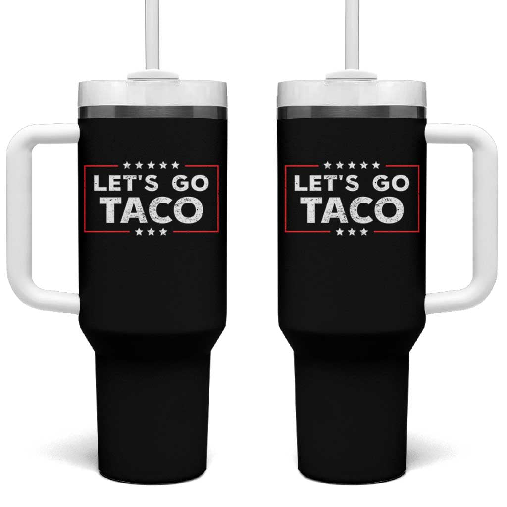 Funny Let's Go Taco Tumbler With Handle Vintage Star Stripes