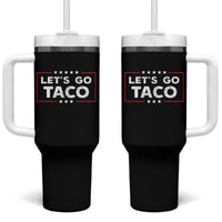 Funny Let's Go Taco Tumbler With Handle Vintage Star Stripes