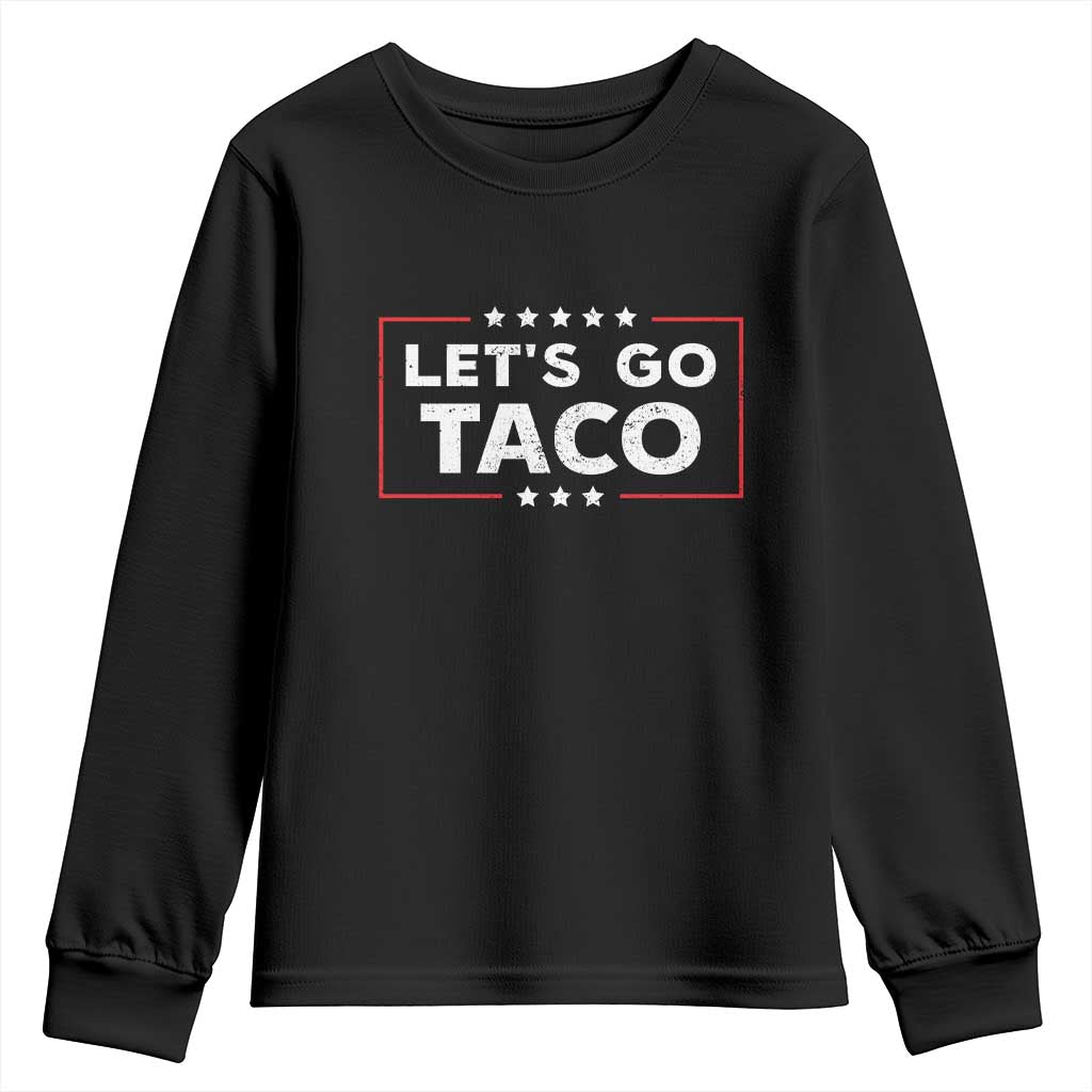 Funny Let's Go Taco Youth Sweatshirt Vintage Star Stripes