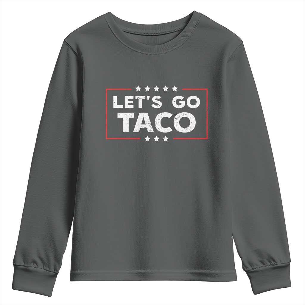 Funny Let's Go Taco Youth Sweatshirt Vintage Star Stripes
