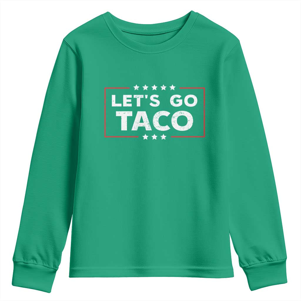 Funny Let's Go Taco Youth Sweatshirt Vintage Star Stripes