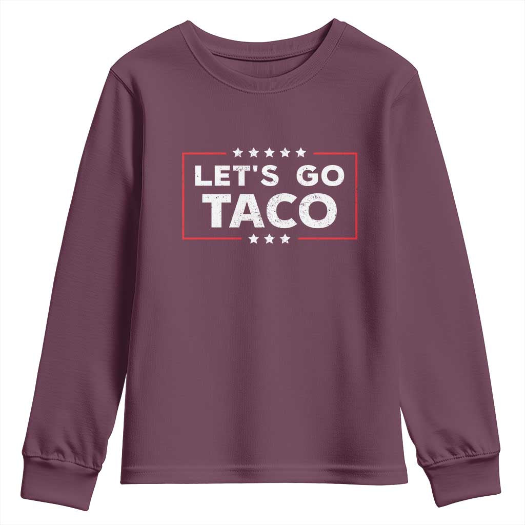 Funny Let's Go Taco Youth Sweatshirt Vintage Star Stripes