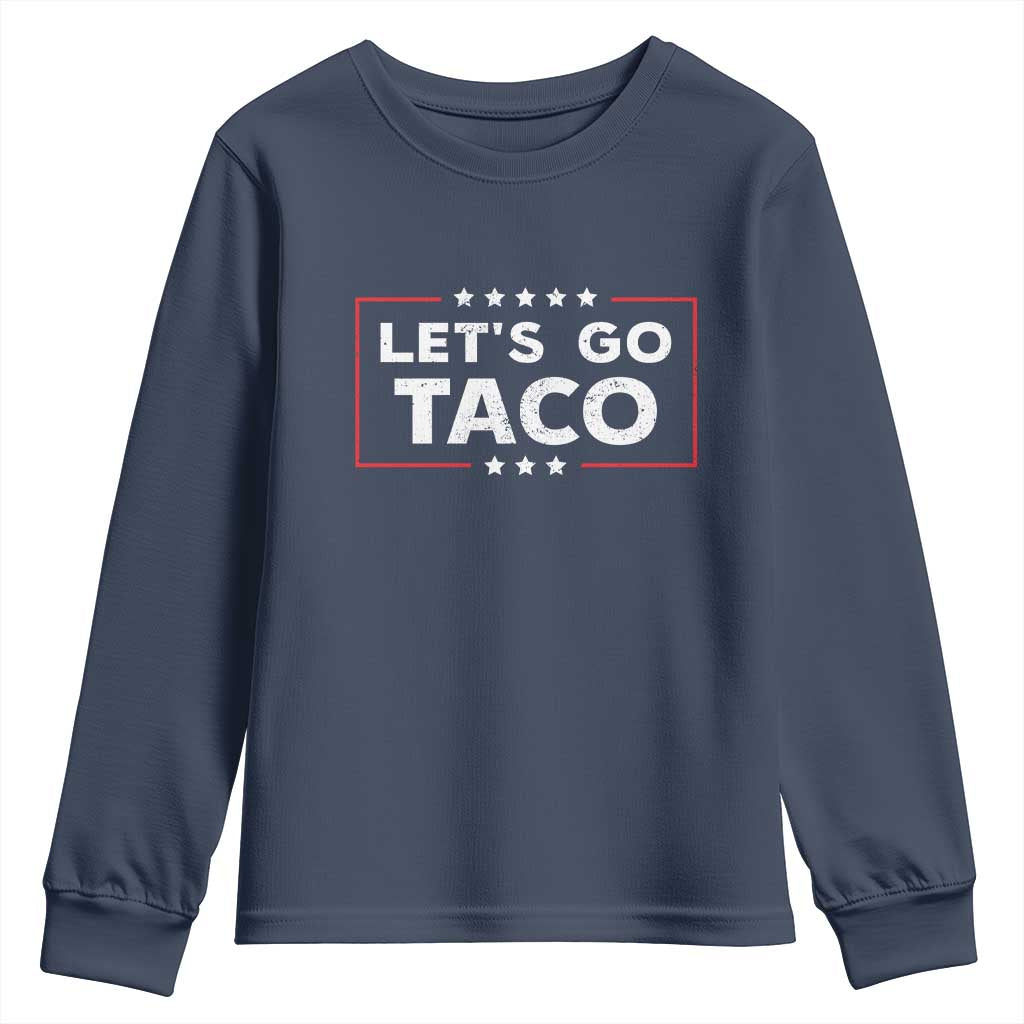 Funny Let's Go Taco Youth Sweatshirt Vintage Star Stripes
