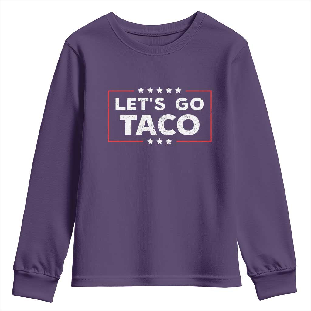 Funny Let's Go Taco Youth Sweatshirt Vintage Star Stripes