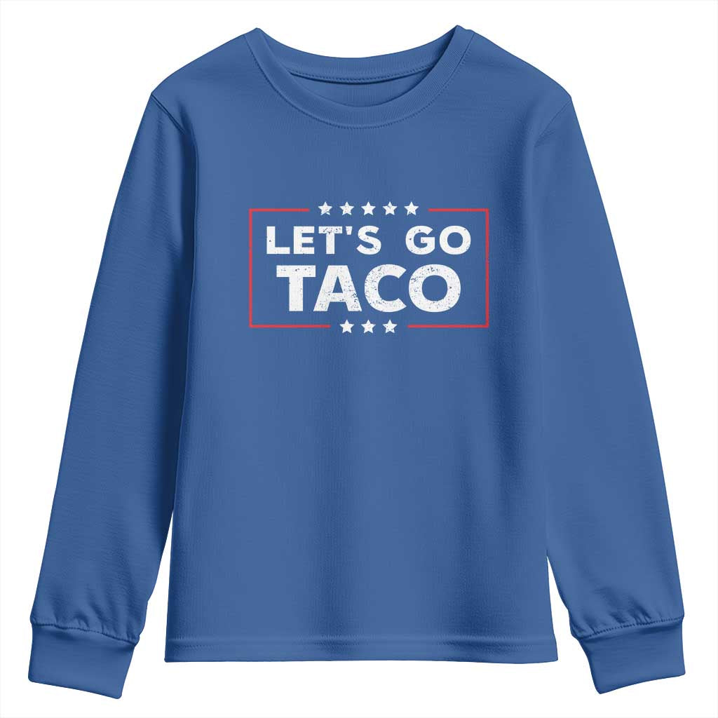 Funny Let's Go Taco Youth Sweatshirt Vintage Star Stripes
