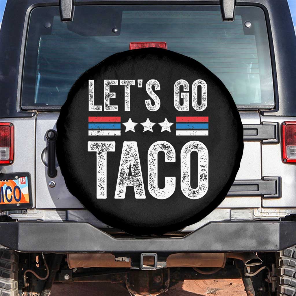 Funny Let's Go Taco Always Chickens Out Spare Tire Cover Vintage Star Stripes