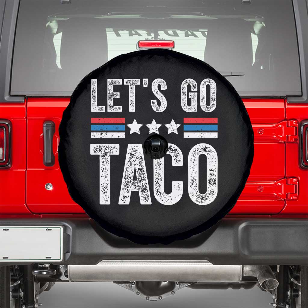 Funny Let's Go Taco Always Chickens Out Spare Tire Cover Vintage Star Stripes