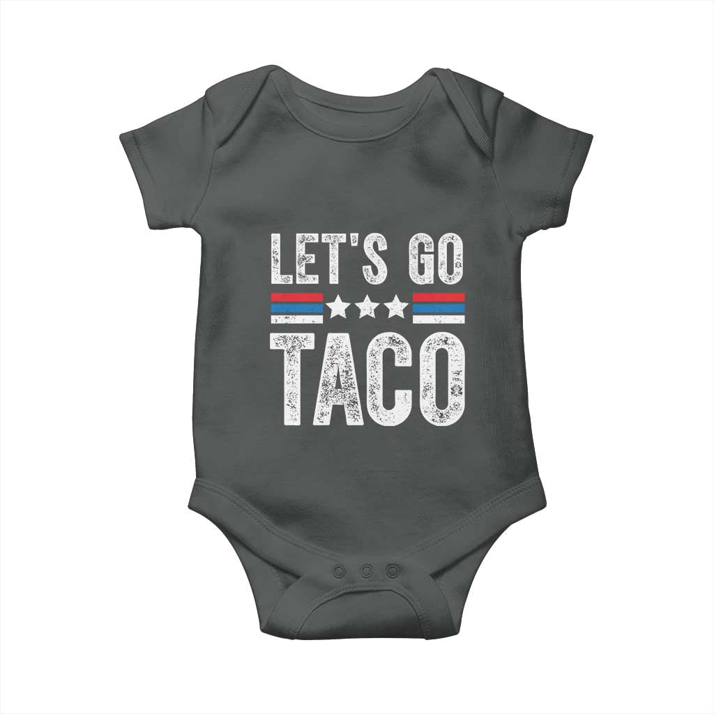 Funny Let's Go Taco Always Chickens Out Baby Onesie Vintage Star Stripes