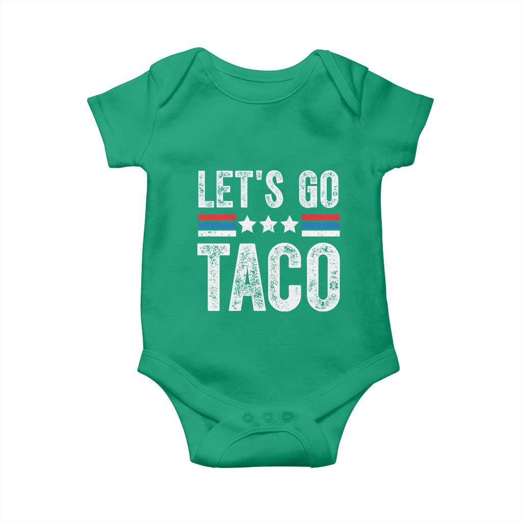 Funny Let's Go Taco Always Chickens Out Baby Onesie Vintage Star Stripes