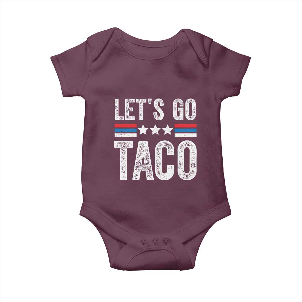 Funny Let's Go Taco Always Chickens Out Baby Onesie Vintage Star Stripes