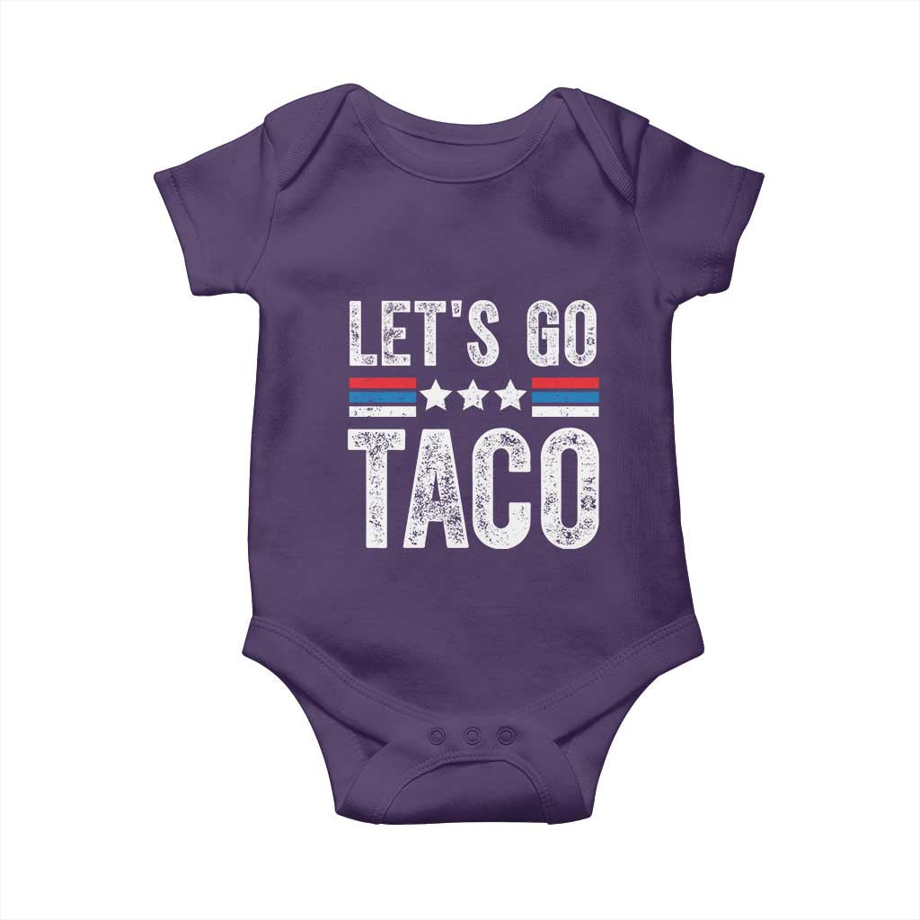 Funny Let's Go Taco Always Chickens Out Baby Onesie Vintage Star Stripes