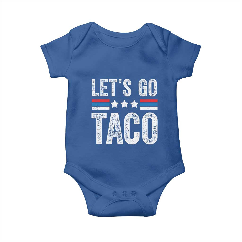 Funny Let's Go Taco Always Chickens Out Baby Onesie Vintage Star Stripes