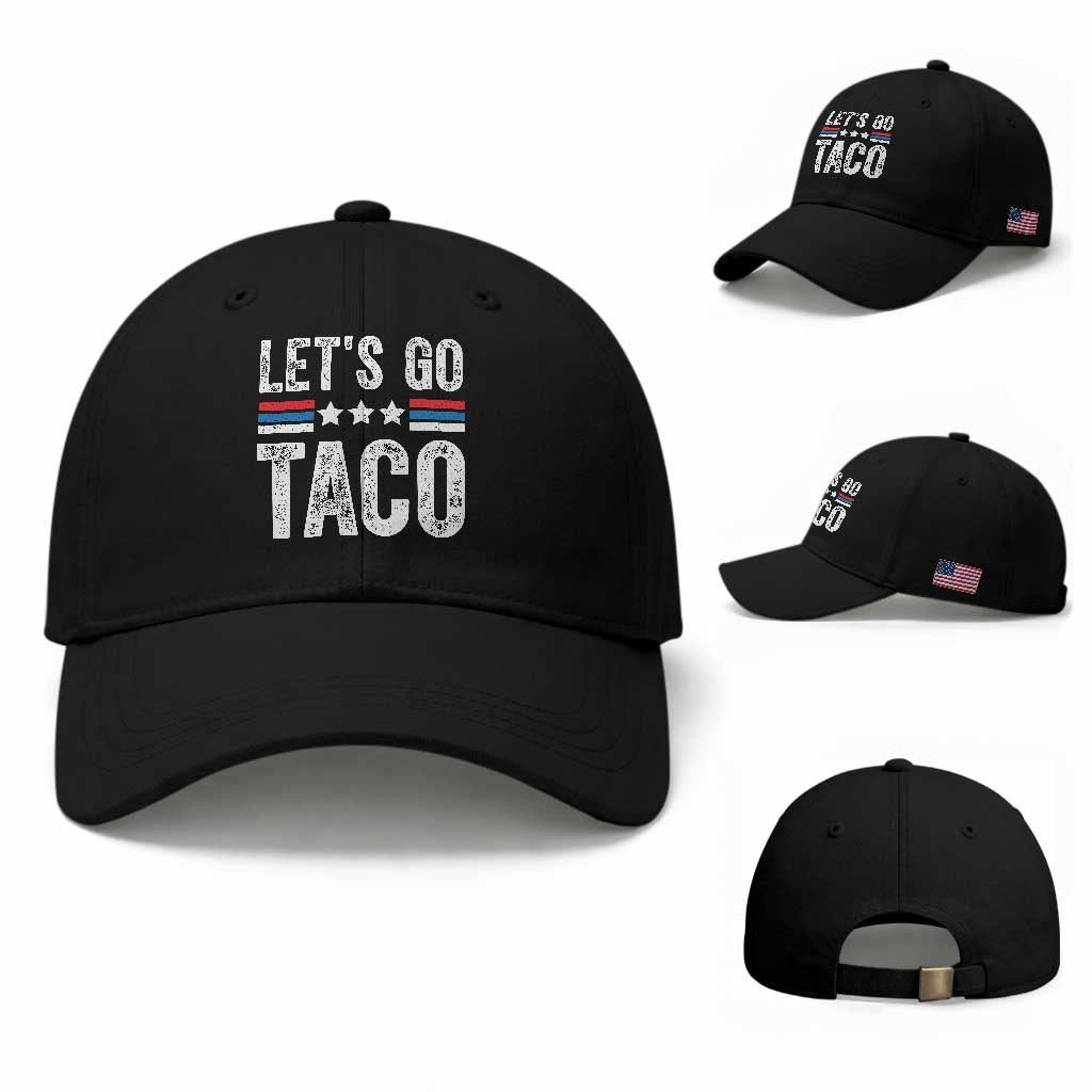 Funny Let's Go Taco Always Chickens Out Baseball Cap Vintage Star Stripes