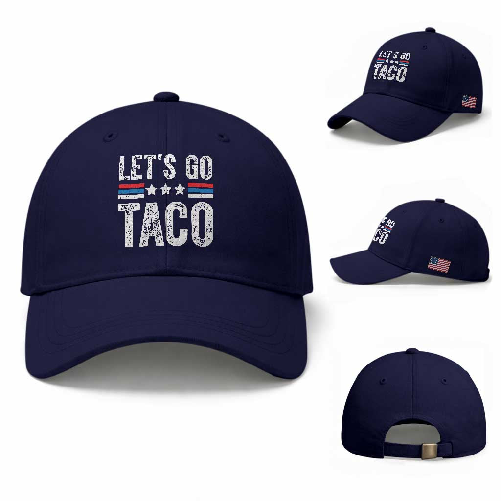 Funny Let's Go Taco Always Chickens Out Baseball Cap Vintage Star Stripes