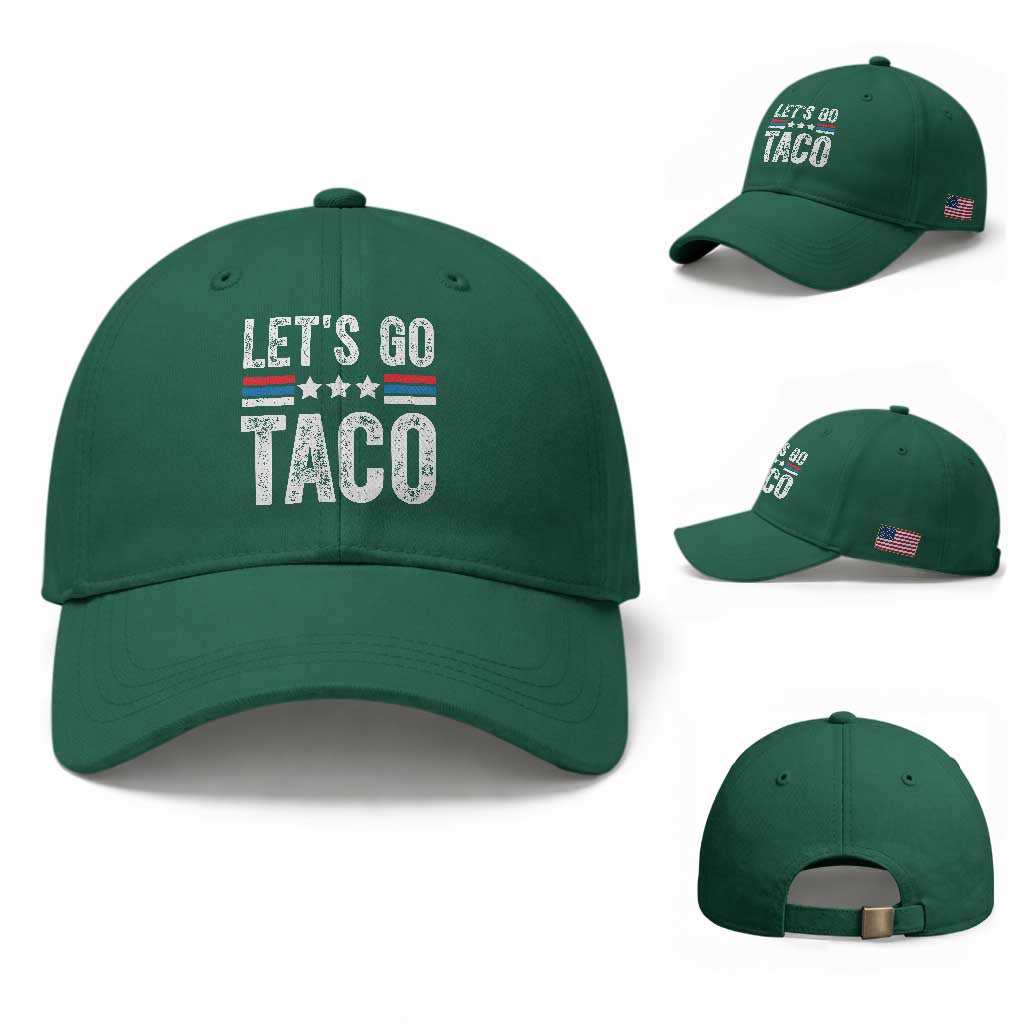 Funny Let's Go Taco Always Chickens Out Baseball Cap Vintage Star Stripes