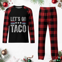 Funny Let's Go Taco Always Chickens Out Plaid Pajama Set Vintage Star Stripes - Wonder Print Shop