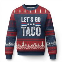 Funny Let's Go Taco Always Chickens Out Ugly Christmas Sweater Vintage Star Stripes - Wonder Print Shop
