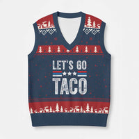 Funny Let's Go Taco Always Chickens Out V-Neck Knit Sweater Vest Vintage Star Stripes - Wonder Print Shop