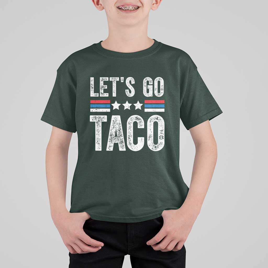 Funny Let's Go Taco Always Chickens Out T Shirt For Kid Vintage Star Stripes