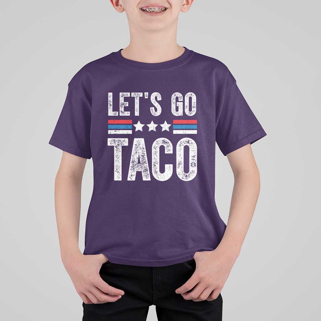 Funny Let's Go Taco Always Chickens Out T Shirt For Kid Vintage Star Stripes