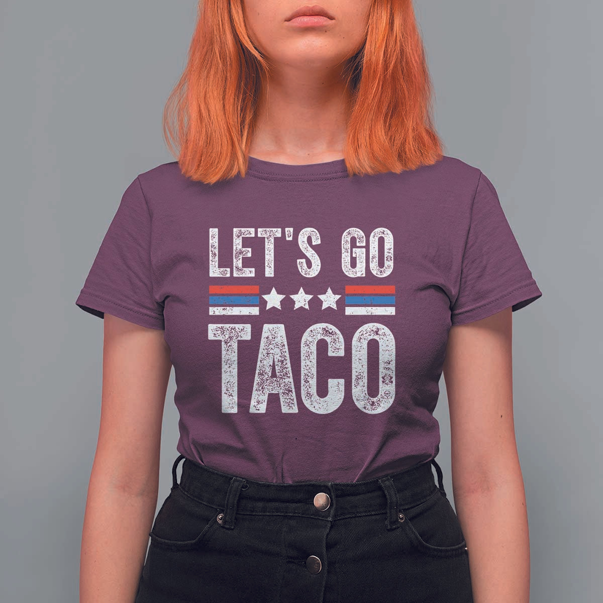 Funny Let's Go Taco Always Chickens Out T Shirt For Women Vintage Star Stripes
