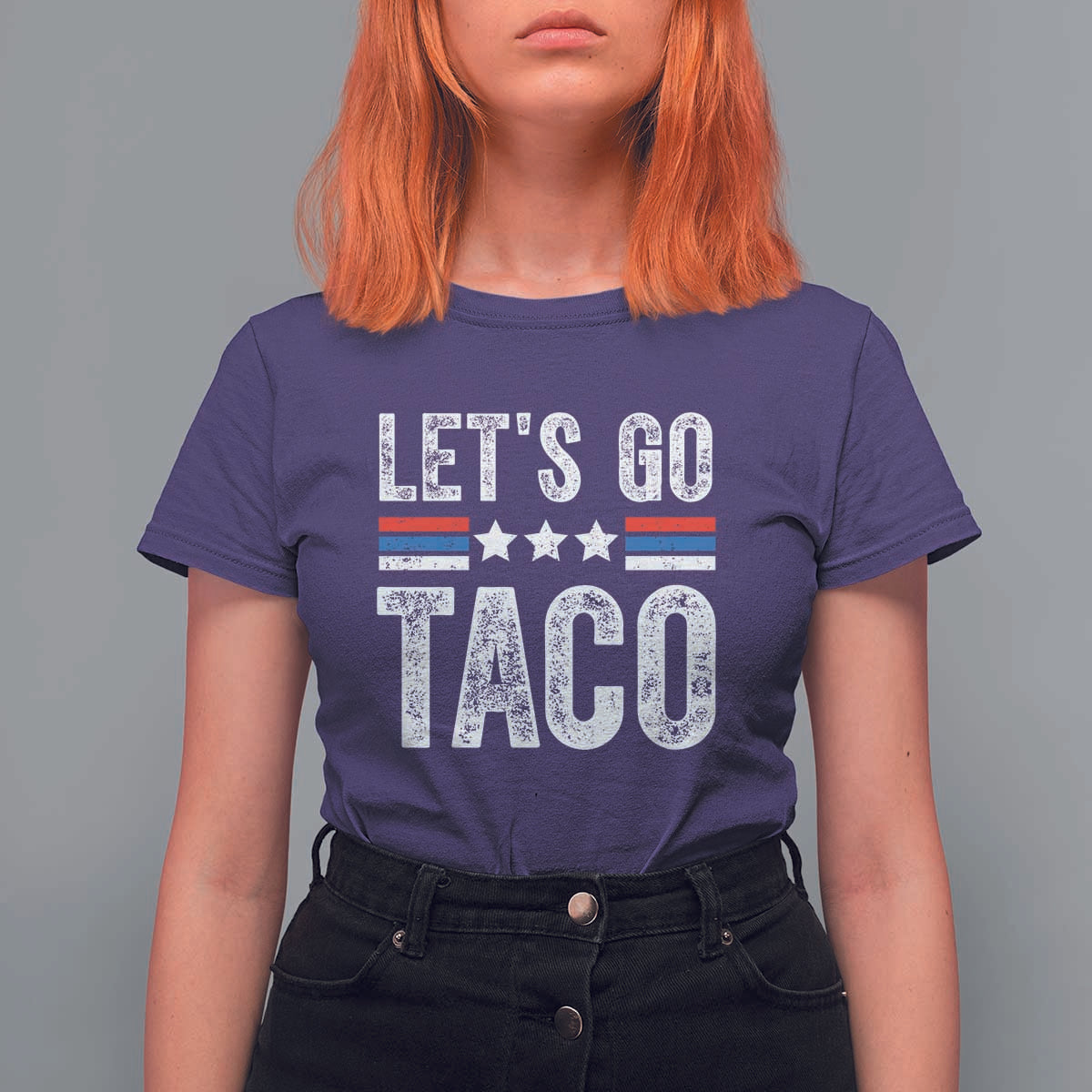 Funny Let's Go Taco Always Chickens Out T Shirt For Women Vintage Star Stripes