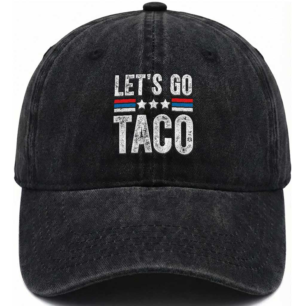Funny Let's Go Taco Always Chickens Out Washed Cotton Baseball Cap Vintage Star Stripes