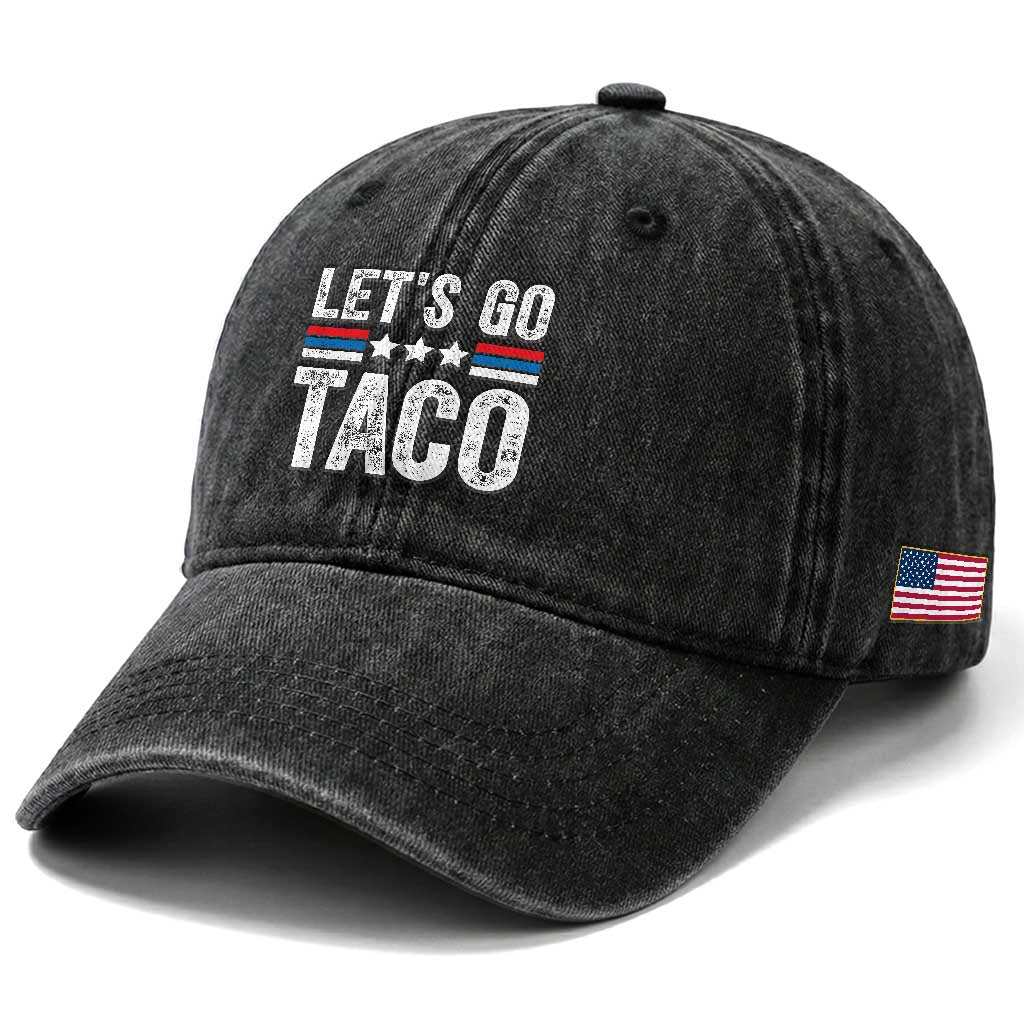 Funny Let's Go Taco Always Chickens Out Washed Cotton Baseball Cap Vintage Star Stripes