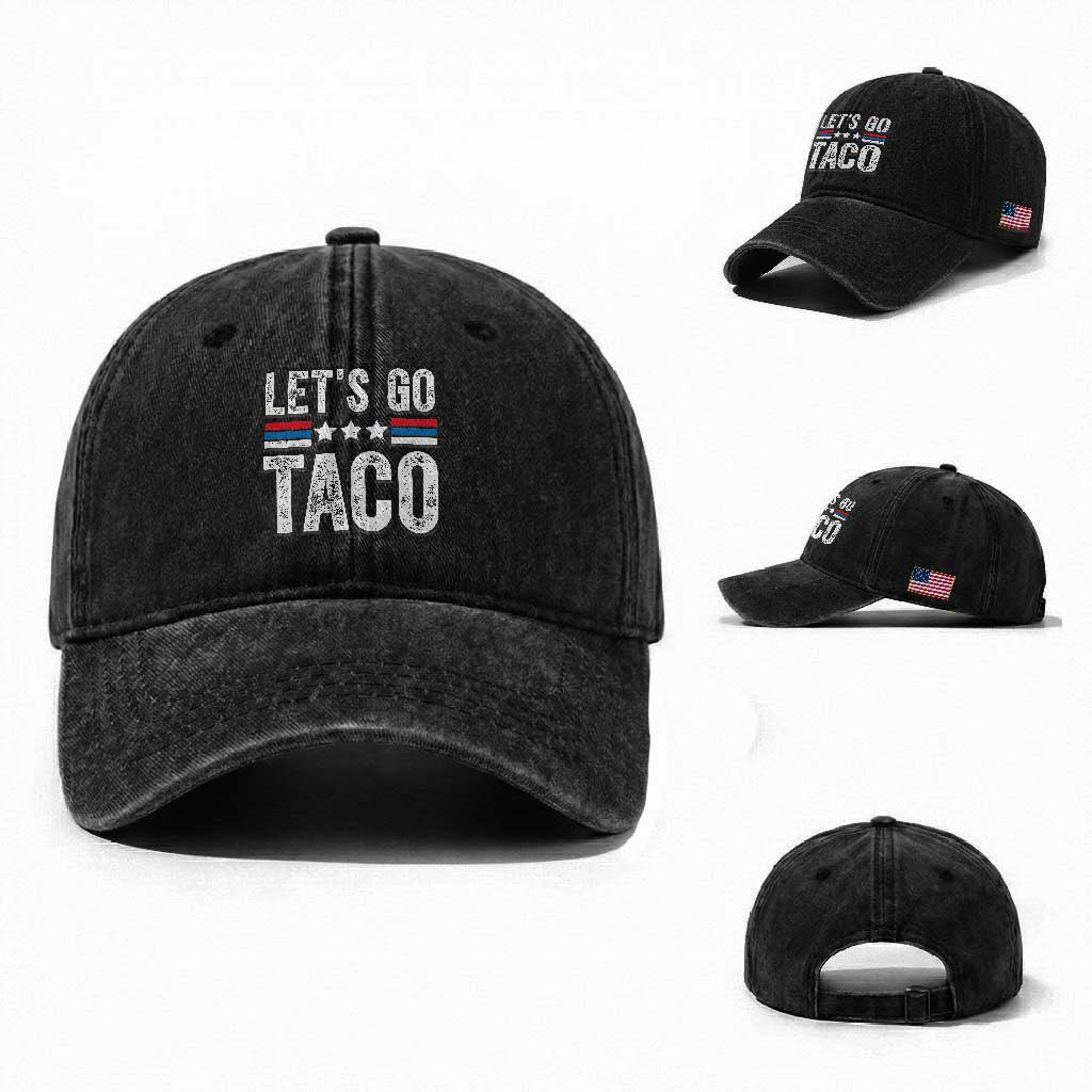 Funny Let's Go Taco Always Chickens Out Washed Cotton Baseball Cap Vintage Star Stripes