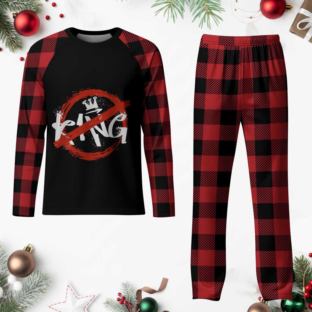 Funny No King Graffiti Style Crown Plaid Pajama Set - Wonder Print Shop