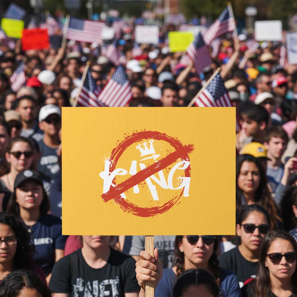 Funny No King Graffiti Style Crown Protest Sign - Wonder Print Shop