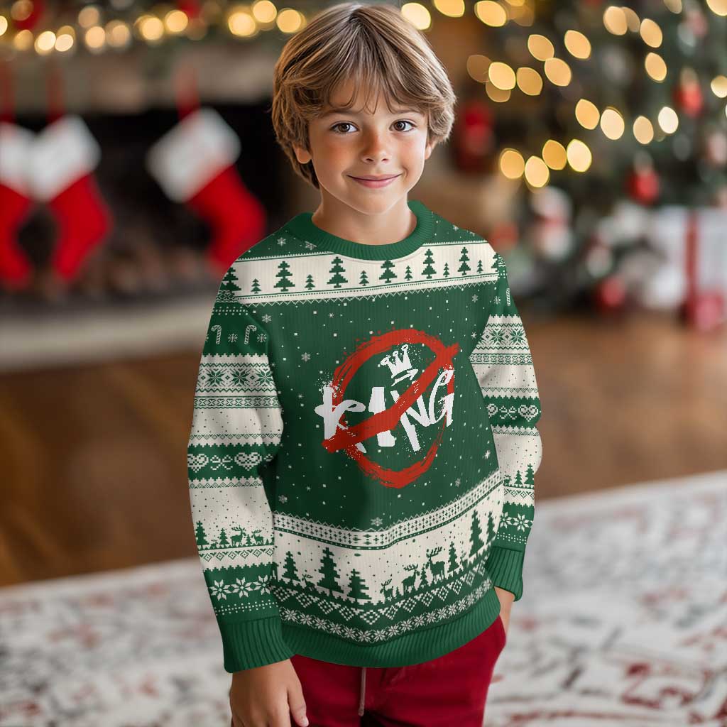 Funny No King Graffiti Style Crown Ugly Christmas Sweater - Wonder Print Shop