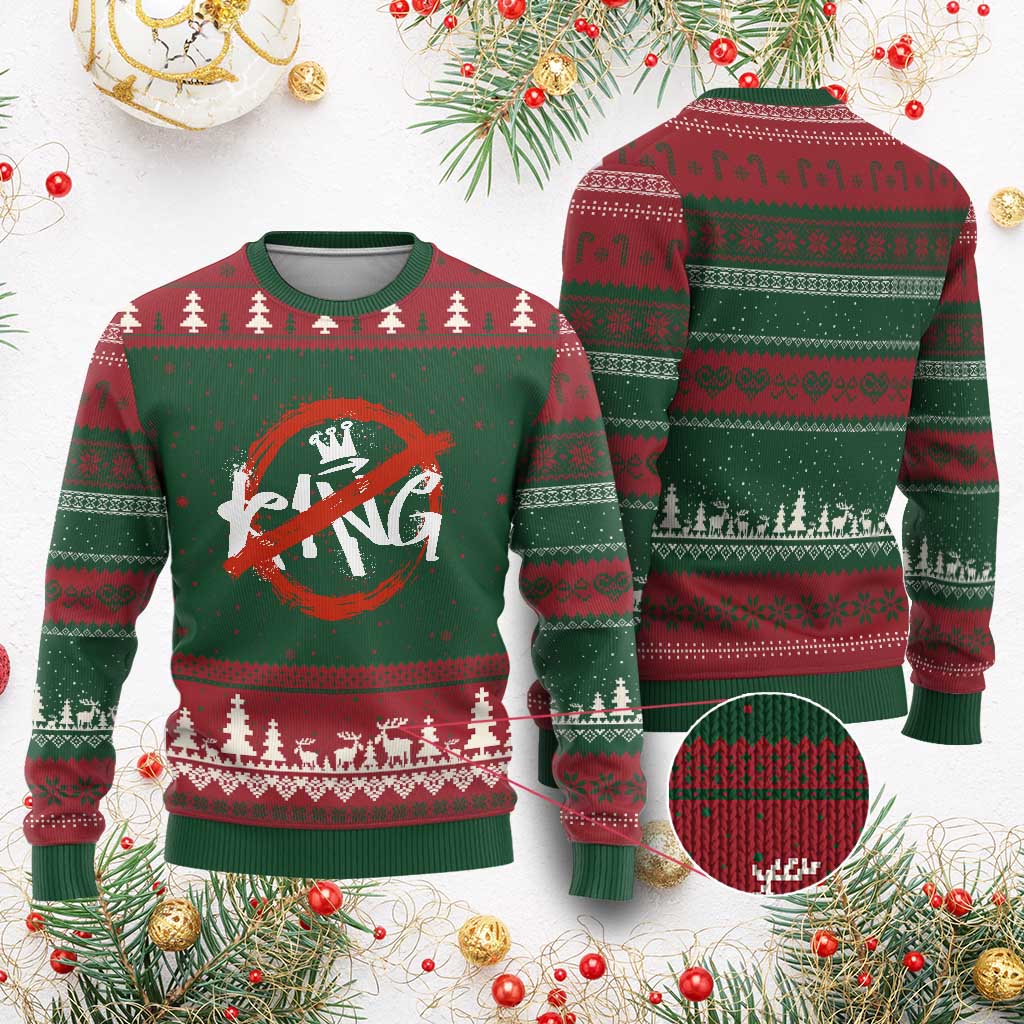 Funny No King Graffiti Style Crown Ugly Christmas Sweater - Wonder Print Shop