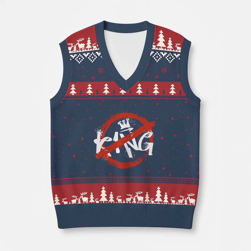 Funny No King Graffiti Style Crown V-Neck Knit Sweater Vest - Wonder Print Shop