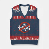 Funny No King Graffiti Style Crown V-Neck Knit Sweater Vest - Wonder Print Shop